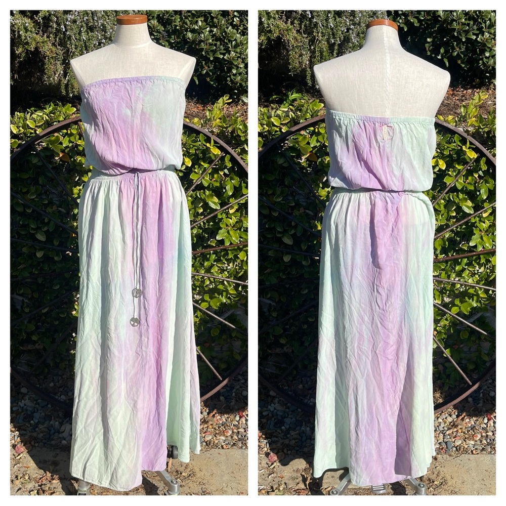 Gypsy 05 tie-dye strapless silk maxi dress